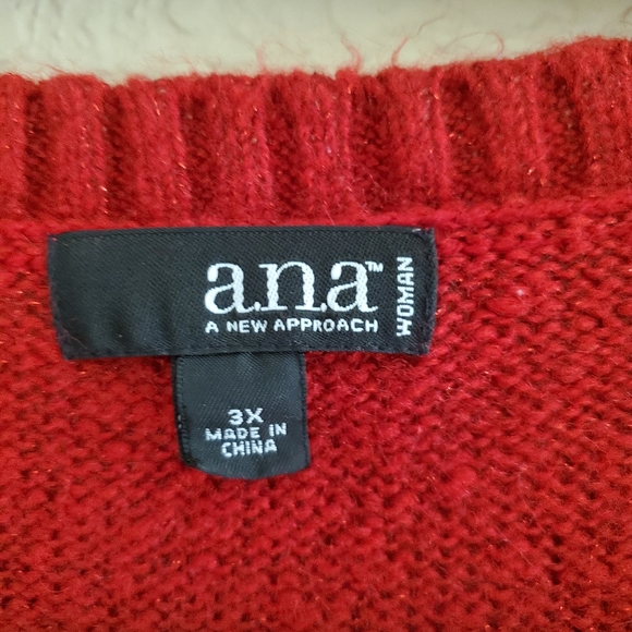 A.N.A. Open Weave 3/4 Kimono Sleeve Red Sweater 3X - Picture 5 of 7